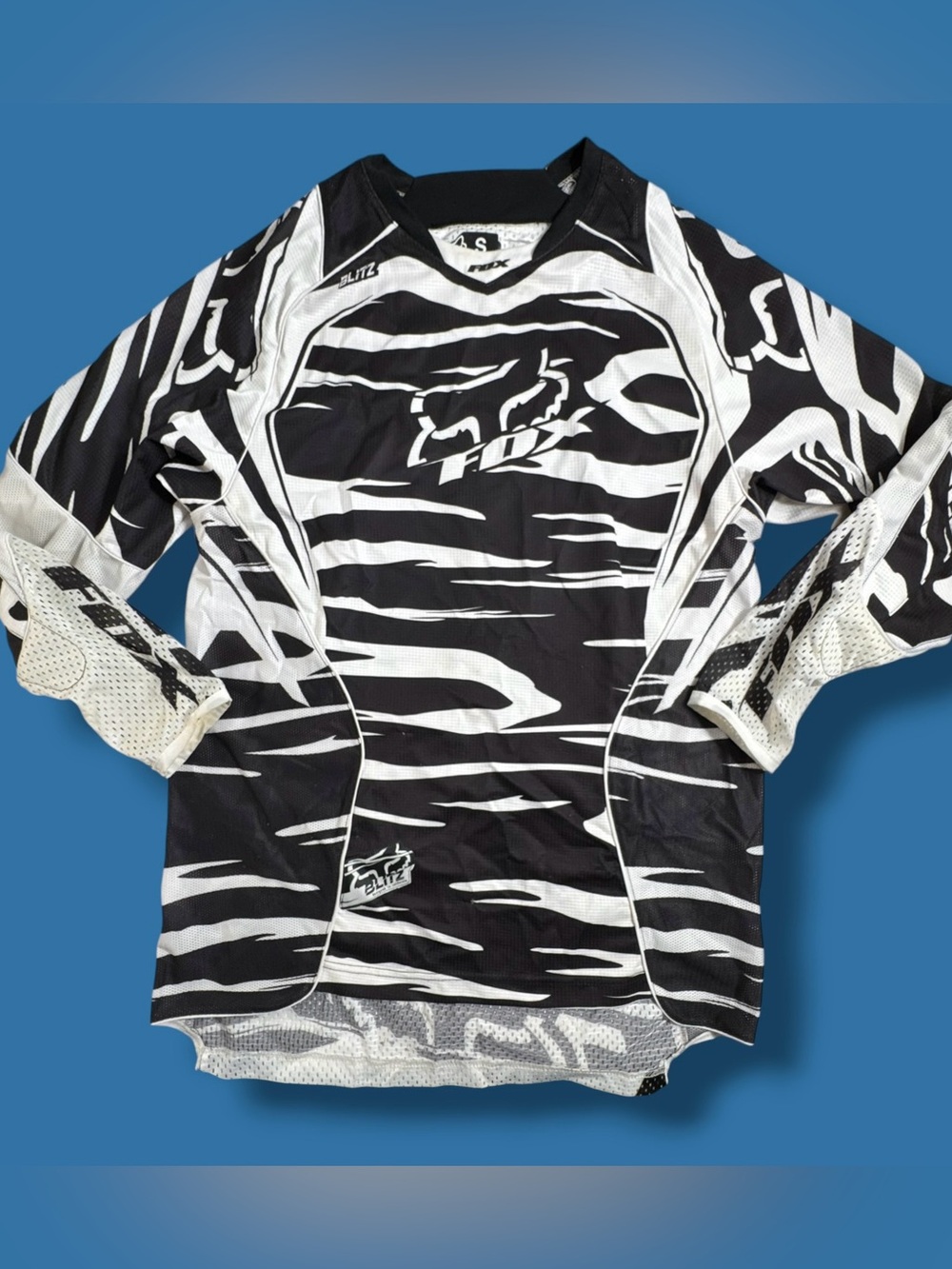 Fox Blitz Motorcross Black And White Jersey Size Small Y2k